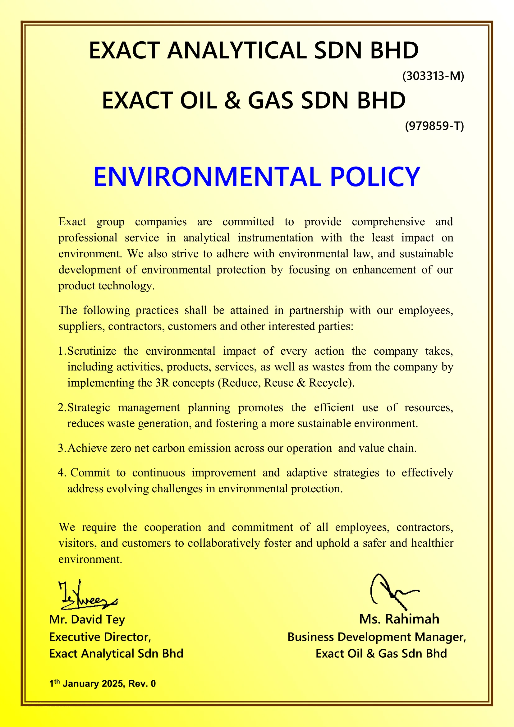 ISO 14001:2015 policy