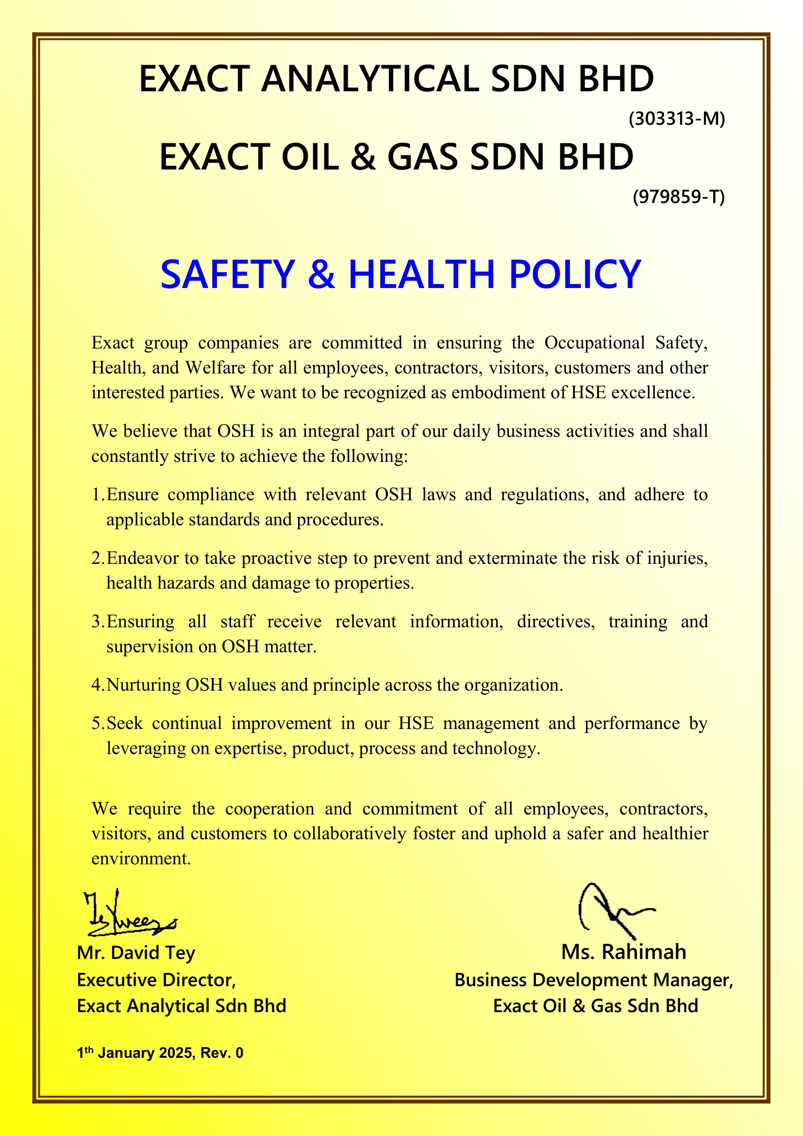 ISO 45001:2018 policy